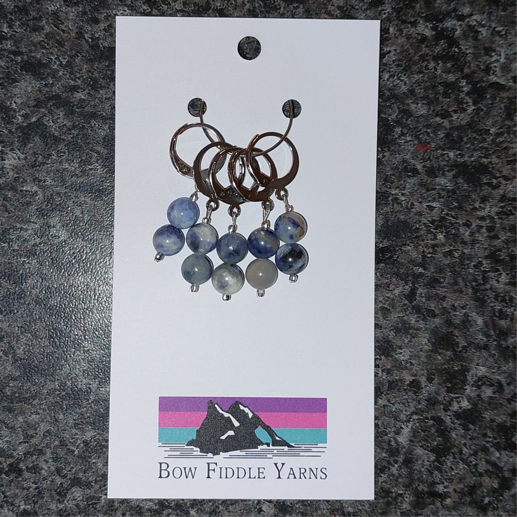 Semi Precious Beaded Removeable Stitch Markers - Sodalite