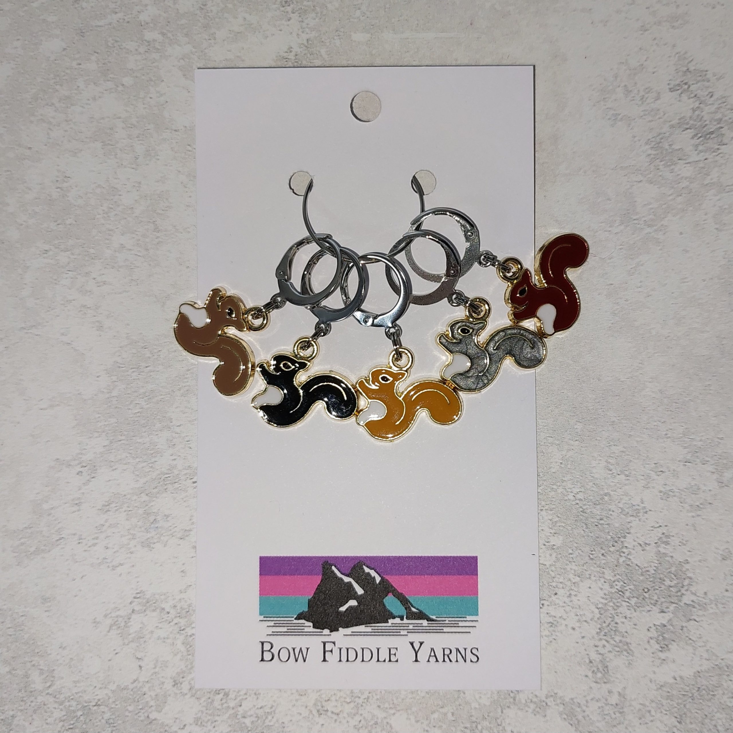 Enamel Charm Removeable Stitch Markers - Squirrels