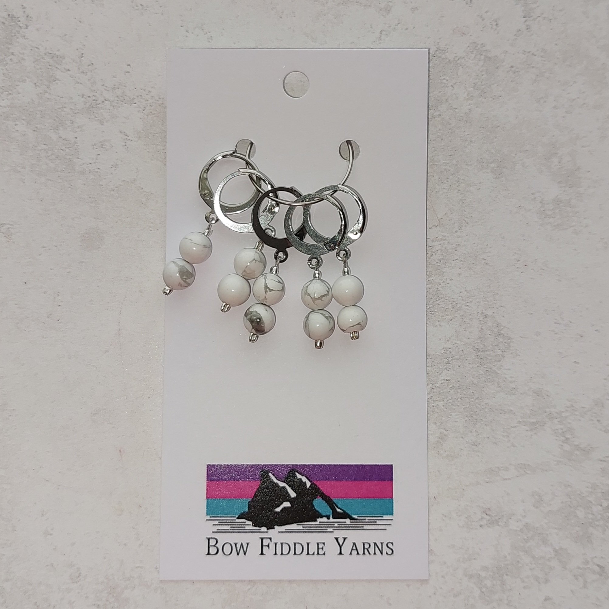 Semi Precious Beaded Removeable Stitch Markers - Howlite