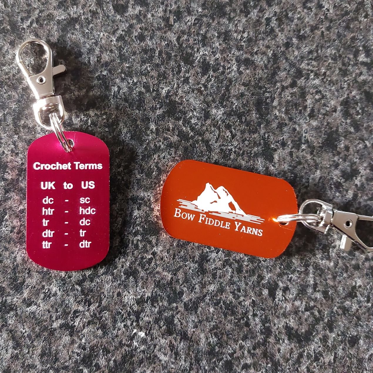 Instructional keyrings - Crochet Terms